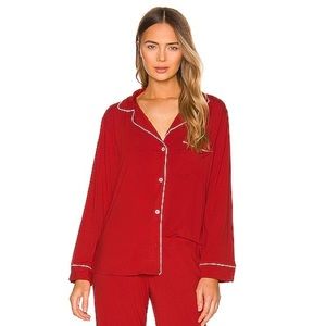 Eberjey Gisele The Long PJ Set Ribbon in Haute Red & Bone